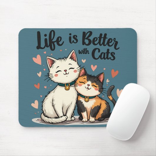 Das Leben ist besser mit Katzen Niedliche Katzenäs Mousepad (Mit Mouse)