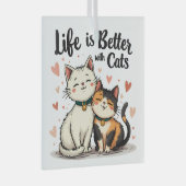 Das Leben ist besser mit Katzen Niedliche Katzenäs Ornament Aus Glas (Vorderseite Rechts)