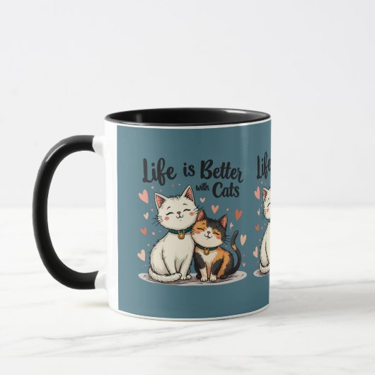Das Leben ist besser mit Katzen Niedliche Katzenäs Tasse (Links)
