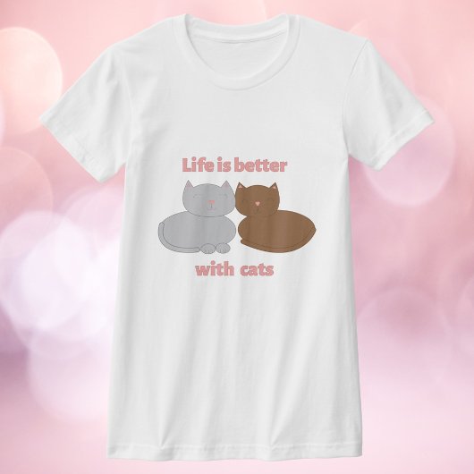 Das Leben ist besser mit Katzen Rosa T-Shirt