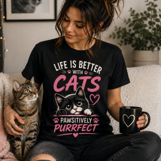 Das Leben ist besser mit Katzen-Shirt T-Shirt