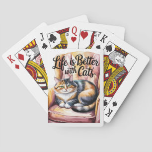 "Das Leben ist besser mit Katzen. Spielkarten