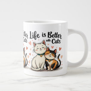 Das Leben ist besser mit Katzen Süße Ästhetik Katz Jumbo-Tasse