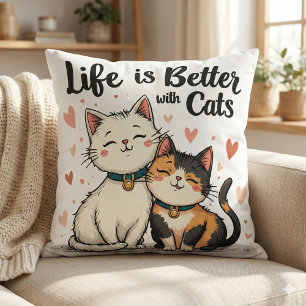 Das Leben ist besser mit Katzen Süße Katzenästheti Kissen