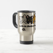 Das Leben ist besser mit Katzen Süßer Katzenaufkle Reisebecher (Vorderseite Links)
