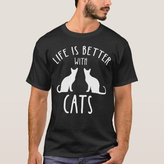 Das Leben ist besser mit Katzen T-Shirt (Vorderseite)