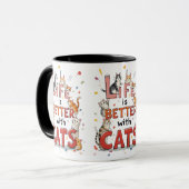 Das Leben ist besser mit Katzen Tasse (Vorderseite Links)