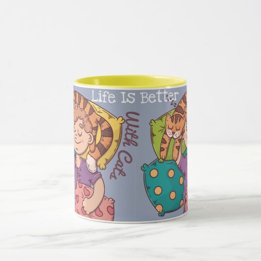 Das Leben ist besser mit Katzen Tasse (Zentrum)