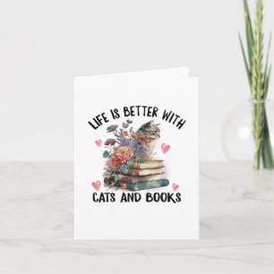 Das Leben ist besser mit Katzen und Büchern Lustig Feiertagskarte