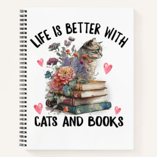 Das Leben ist besser mit Katzen und Büchern Lustig Notizblock