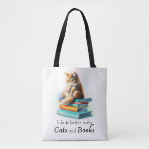Das Leben ist besser mit Katzen und Büchern Tasche