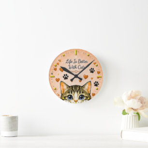 Das Leben ist besser mit Katzen Wanduhr für Katzen