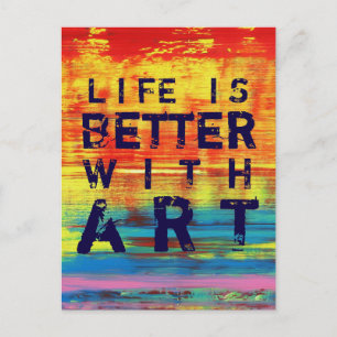 Das Leben ist besser mit Kunst - Abstrakte Kunst i Postkarte