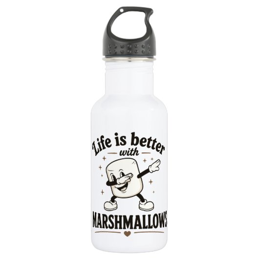 Das Leben ist besser mit Marshmallows Edelstahlflasche (Vorderseite)