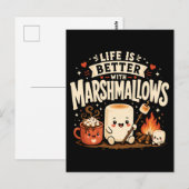 Das Leben ist besser mit Marshmallows Postkarte (Vorne/Hinten)