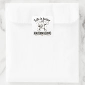 Das Leben ist besser mit Marshmallows Quadratischer Aufkleber (Tasche)
