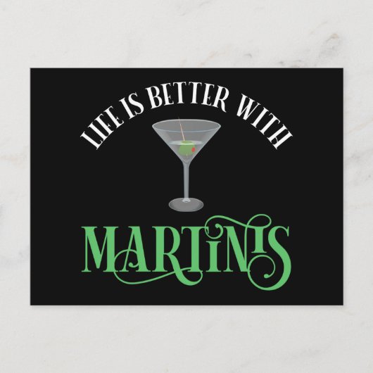 Das Leben ist besser mit Martinis Postkarte (Vorderseite)