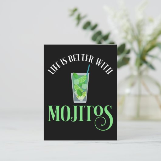 Das Leben ist besser mit Mojitos Postkarte (Stehend Vorderseite)