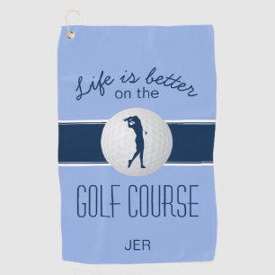 Das Leben ist besser Mit Monogramm Golfer Blue Mod Golfhandtuch