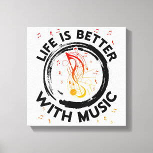 Das Leben ist besser mit Musiknoten Musician Music Leinwanddruck
