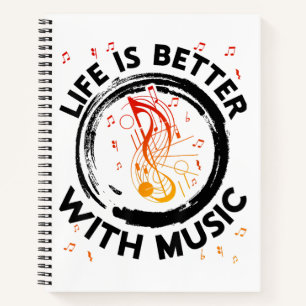 Das Leben ist besser mit Musiknoten Musician Music Notizblock