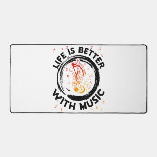 Das Leben ist besser mit Musiknoten Musician Music Schreibtischunterlage