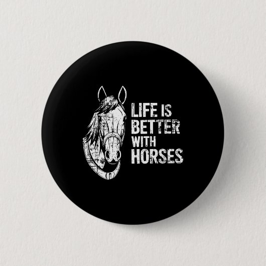 Das Leben ist besser mit Pferden Funny Horse für P Button (Vorderseite)