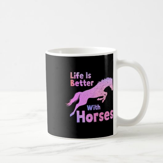 Das Leben ist besser mit Pferden Reiten Funny Kaffeetasse (Rechts)