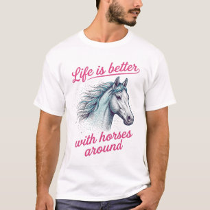 Das Leben ist besser mit Pferden Vintage Vektordes T-Shirt