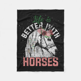 Das Leben ist besser mit Pferdereiten Blume Fleecedecke