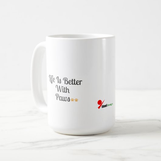 Das Leben ist besser mit Pfoten Kaffeetasse (Vorderseite Links)