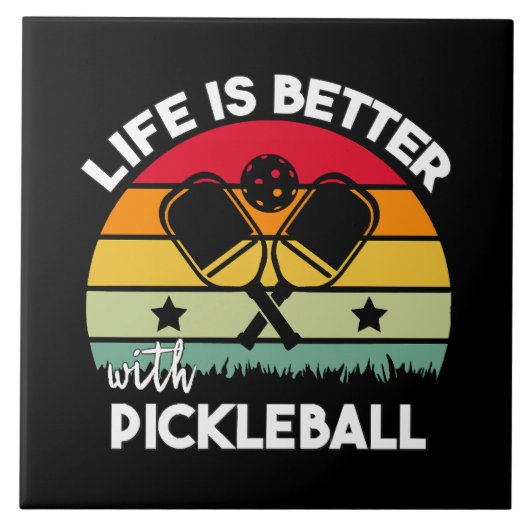 Das Leben ist besser mit Pickleball Fliese (Vorderseite)