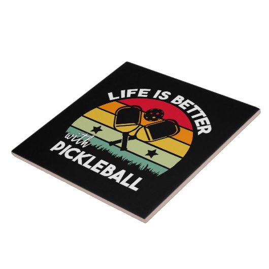 Das Leben ist besser mit Pickleball Fliese (Seite)