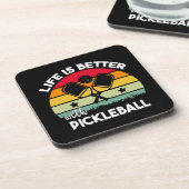 Das Leben ist besser mit Pickleball Getränkeuntersetzer (Linke Seite)