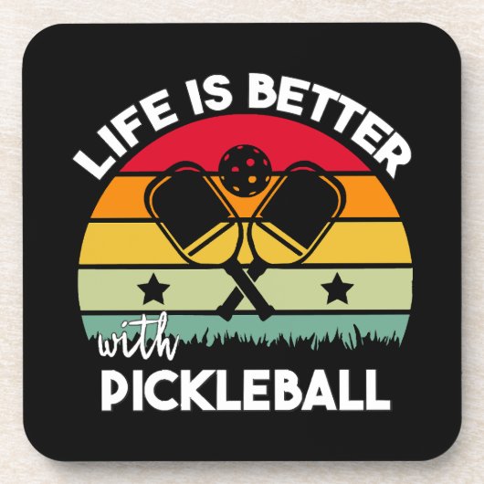 Das Leben ist besser mit Pickleball Getränkeuntersetzer (Vorderseite)