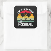 Das Leben ist besser mit Pickleball Quadratischer Aufkleber (Tasche)