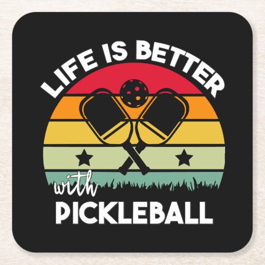 Das Leben ist besser mit Pickleball Rechteckiger Pappuntersetzer (Vorderseite)