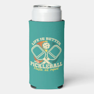 Das Leben ist besser mit Pickleball Retro-Grafik Selters Dosenkühler