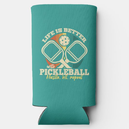 Das Leben ist besser mit Pickleball Retro-Grafik Selters Dosenkühler (Rückseite)