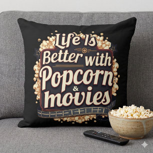 Das Leben ist besser mit Popcorn & Movies Retro-De Kissen