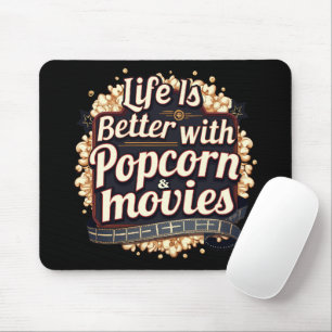 Das Leben ist besser mit Popcorn & Movies Retro-De Mousepad