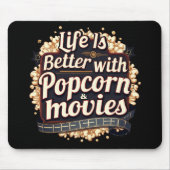 Das Leben ist besser mit Popcorn & Movies Retro-De Mousepad (Vorne)