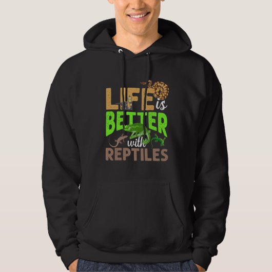 Das Leben ist besser mit Reptilien Gecko Chameleon Hoodie (Vorderseite)