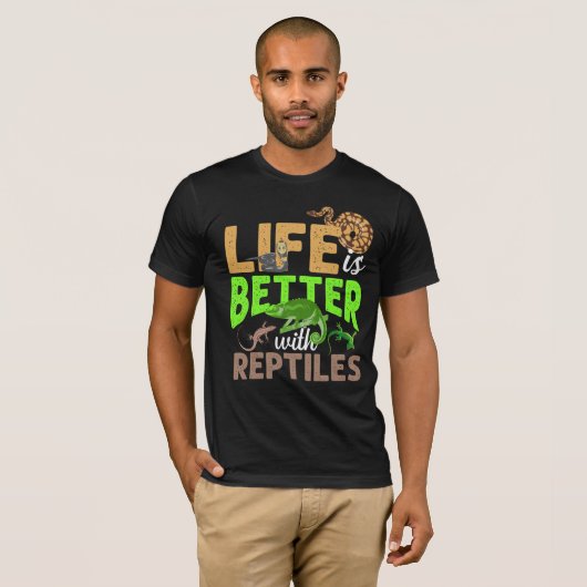Das Leben ist besser mit Reptilien Gecko Chameleon T-Shirt (Vorne ganz)