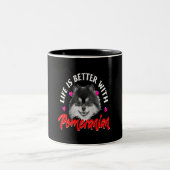 Das Leben ist besser mit Spitz-Lover-Geschenken Zweifarbige Tasse (Mittel)