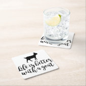 Das Leben ist besser mit Ziege Rechteckiger Pappuntersetzer (Vor Ort)