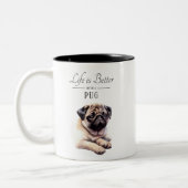 Das Leben ist besser Mops Zweifarbige Tasse (Links)