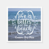 Das Leben ist besser Strand Zitat Ozean Personalis Serviette (Vorderseite)