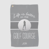 Das Leben ist besser Weiblich Golfer Mit Monogramm Golfhandtuch (Vorderseite)