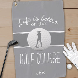 Das Leben ist besser Weiblich Golfer Mit Monogramm Golfhandtuch